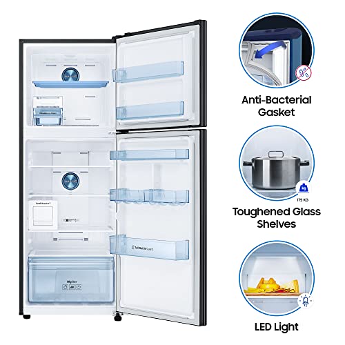 Image of Samsung 314 L 2 Star Inverter Frost Free Double Door Refrigerator Appliance (RT34A4622BX /HL, Luxe black)