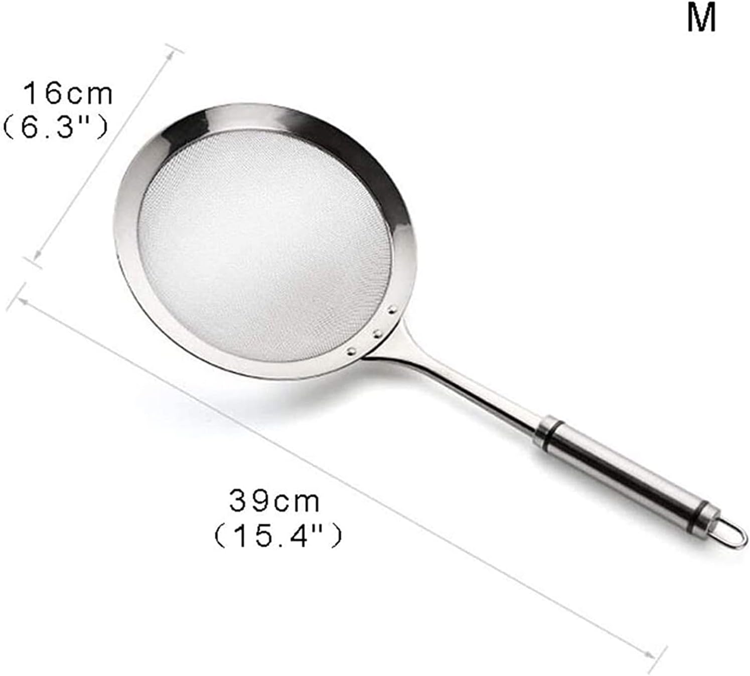 Stainless Steel fine mesh Strainer with Handle Strainer Flour Sieve Pasta Strainer Colander Utility Kitchen Tool Strainer Kitchen Spoon (Size : S) (M)