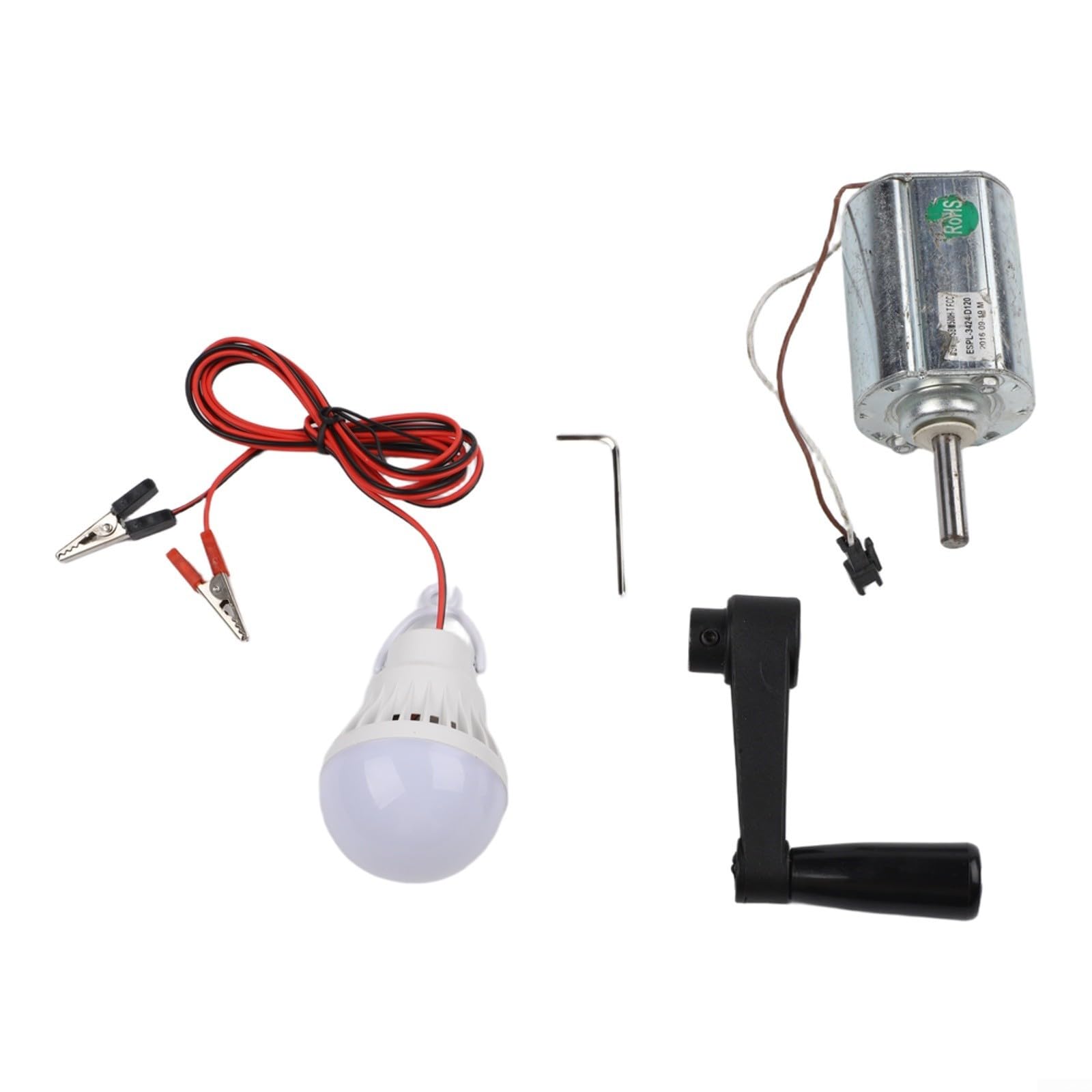 Impianto eolico a manovella fai da te, modello generatore a magnete permanente, 12 V, 80 W, in metallo ABS, kit per illuminazione esterna, set per 2 con lampada a manovella e ventola per progetti fai