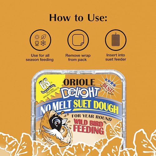 Image of C&S Oriole Delight No Melt Suet Dough, Suet Cakes for Wild Birds Including Orioles and More, 11.75 Ounces, Pack of 8