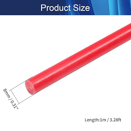 Miniatura 2 de Aicosineg Varilla redonda de plástico de polioximetileno para industria mecánica, resistente, color rojo, 1/3 x 39-3/8 pulgadas (profundidad x