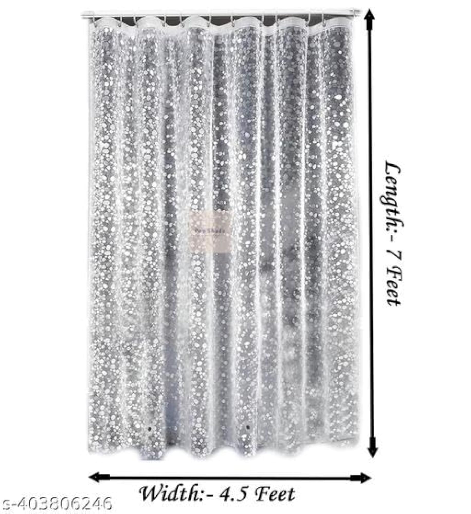 Polyvinyl Chloride Shower Curtain, Transparent, 1 Piece