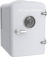 Vista 2 de Frigidaire EFMIS171 Mini refrigerador retro portátil personal - Ideal para casa, oficina o dormitorio - Incluye asa de transporte, cargador de Blanco