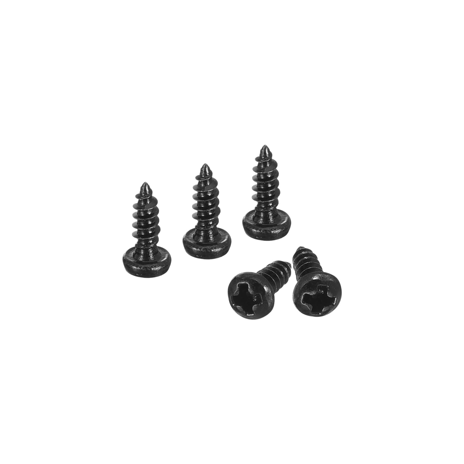 uxcell #2 x 15/64" Phillips Pan Head Self-Tapping Screw, 100pcs - 304 Stainless Steel Round Head Wood Screw Full Thread (Black)