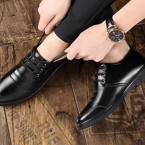 YZABEL Men's Oxfords Men's Dress Shoes Lace Up Oxford Shoes Lug Sole Non-Slip Platform Business Meeting Office Work Shoes3
