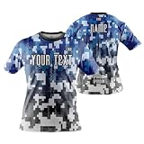 DIYUME Custom Men Women Camouflage Jersey T-Shirt Add Your Logo Name for Gym Clubs,Blue
