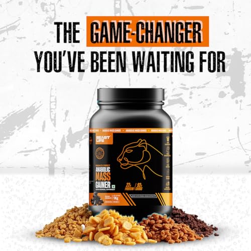 Image of BeastLife High Protein Mass /Weight Gainer | 1 KG | Belgian Chocolate | NABL LAB Tested | For Muscle Gain & Fast Growth | Cereal-Based Formula, No Maltodextrin | India's #1 Cereal Based Bulk Gainer