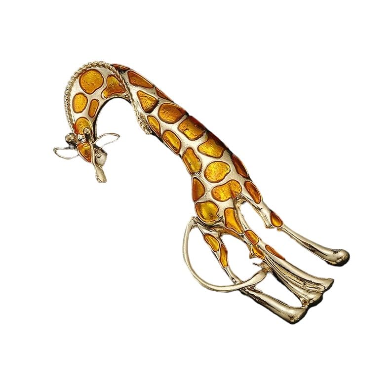 Broche girafe XXL dorée pour rehausser une tenue de soirée ou un manteau d'hiver