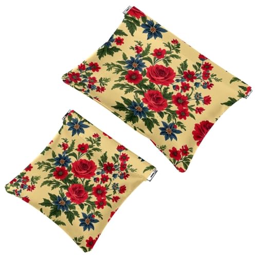 Elegante sacchetto di polvere di fiori colorati 731 da 2 pezzi: borsa per il trucco impermeabile per donne in viaggio Multicolore
