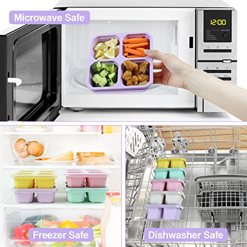 Nuoqiuu 4 Pack Snack Containers, 4 Compartment Lunchable Containers, Reusable Meal Prep Snack Containers For Kids, Snack Bento Boxes For Toddler School, Work And Travel #TOP4