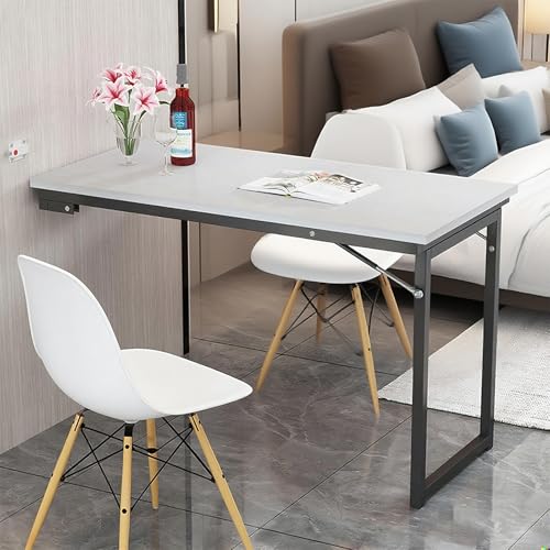 Table murale pliable avec plateau rabattable et fixations renforcées