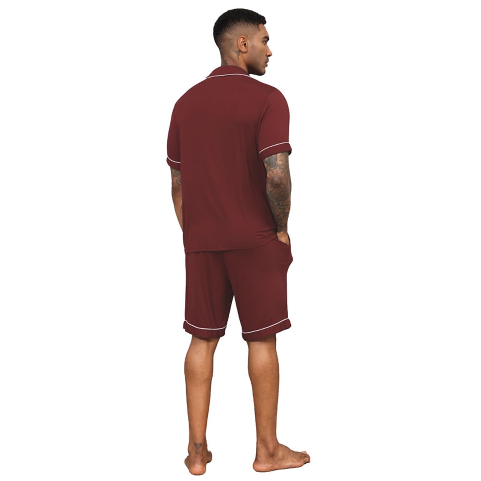 Pigiama Uomo Raso Stampato Corto Estate Casual | Pigiama Uomo Raso Stampato, Design Moderno e Morbido, Completo Leggero per Estate e Tempo Libero