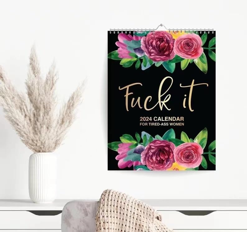 Miniatura 6 de Calendario 2024 "Fuck It" para mujeres cansadas con el culo de fu-ck it, calendario de pared para mujeres cansadas, divertido juramento,