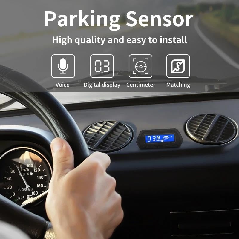 Sensores de aparcamiento con monitor de marcha atrás automático Parktronic, 4 sensores, detector de radar, pantalla de retroiluminación, sensor de aparcamiento (dorado) (rojo)