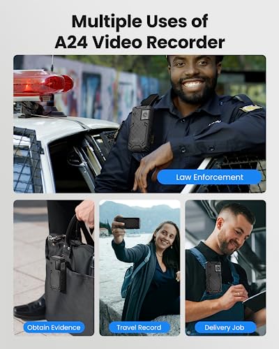 Boblov A24 1296P Body Worn Camera, 64Gb 180° Rotate Side Lens Video Camera, Built-In 2000Mah Battery For 8 Hrs Video Recording, 1.54" Display For View, Camcorder For Delivery Job, Daily Recording #TOP2