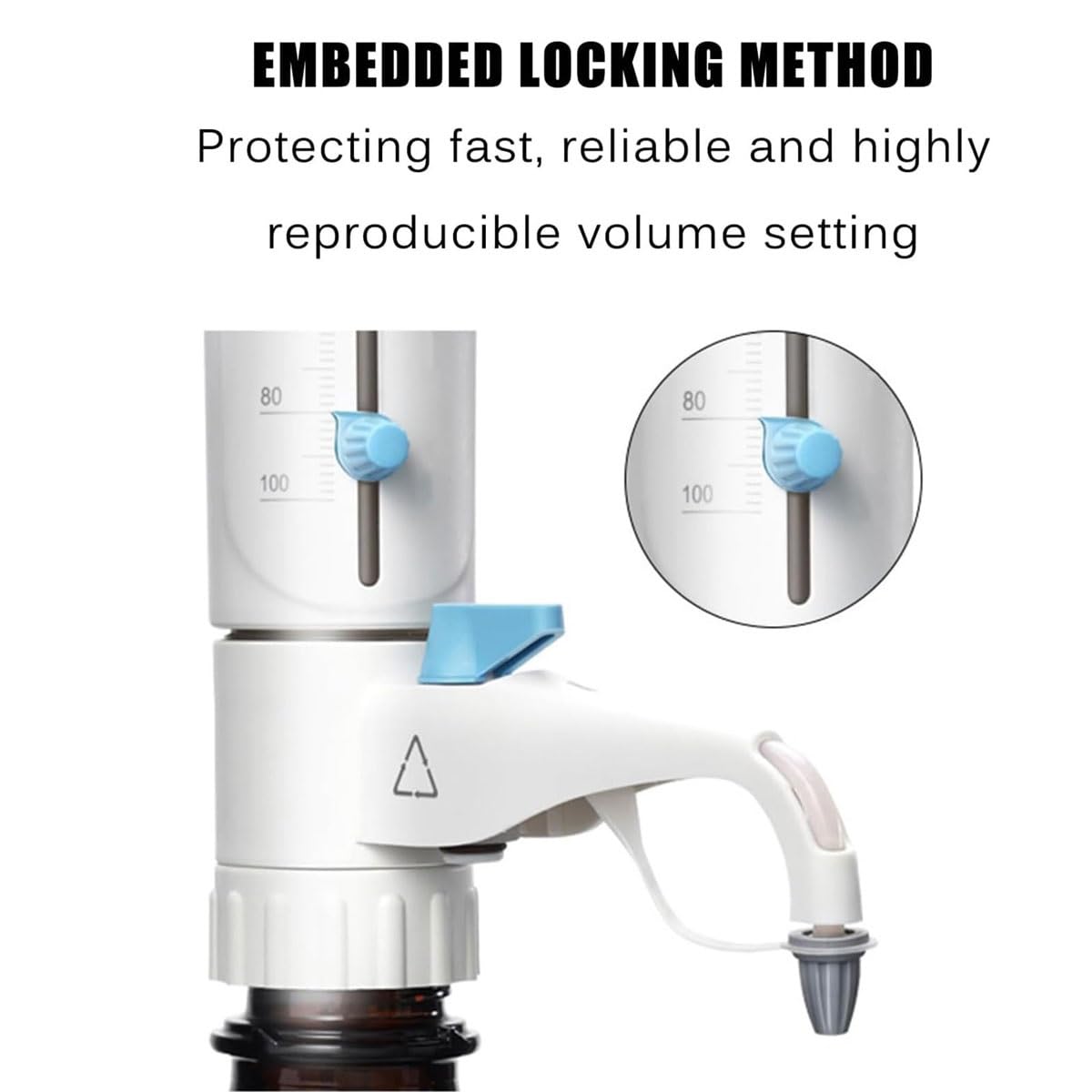 実験室用液体分配機器、正確なスケールと5つのボトル口アダプターを備えた実験用ボトルトップディスペンサー、液だれ防止と強力な耐薬品性、