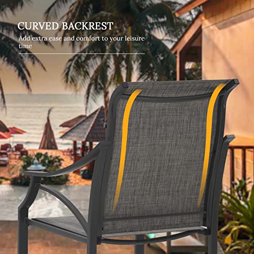 Vicllax Outdoor Patio Dining Chairs Set Of 2, 2 Patio Chairs For Outside, Metal Outdoor Textilene Sling Chairs, Grey Frame #TOP3