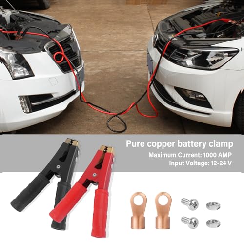 2PCS Car Battery Charger Clamps Replacement,1000A Heavy Duty Jumper Cable Clamps with Non-Slip Handle & O-Ring,Universal Jumper Cable Ends Alligator Clamp for Most Vehicles - Thumbnail 3