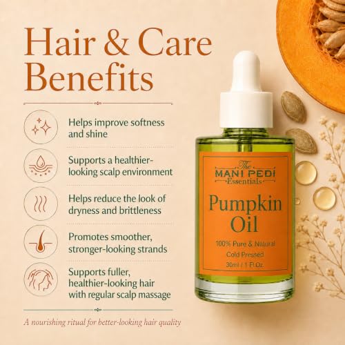 Image of TMPE Pumpkin Seed Oil for Hair Growth & DHT Blocking - Cold Pressed Pumpkin Seed Hair Oil for Scalp Health, Dandruff & Thicker Hair - 30ml