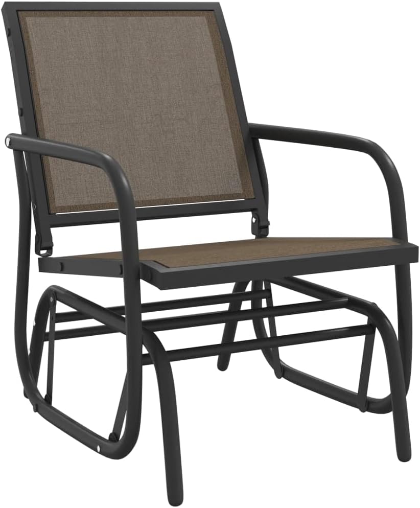 Garden Glider Chair Set of 2 Brown Textilene & Steel Medium for Patio and Balcony, Durable Steel Frame with Comfortable Breathable Seating for Outdoor Relaxation