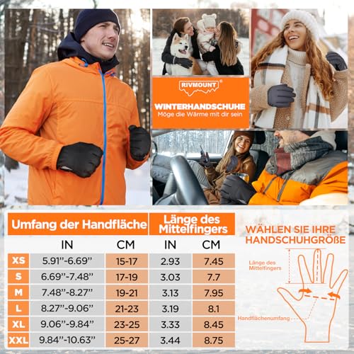 rivmount Winterhandschuhe für Herren Damen,Thermo-Handschuhe,Wasserdicht Fahrradhandschuhe,Winddicht Touchscreen Handschuhe,Warme Skihandschuhe für Laufen,Skifahren,Wandern,Radfahren,Motorrad Black M