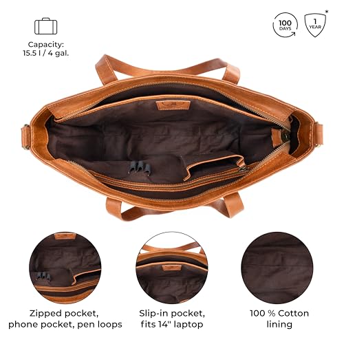 Bolso Tote Vintage de Cuero Genuino Julia para Mujer miniatura 4
