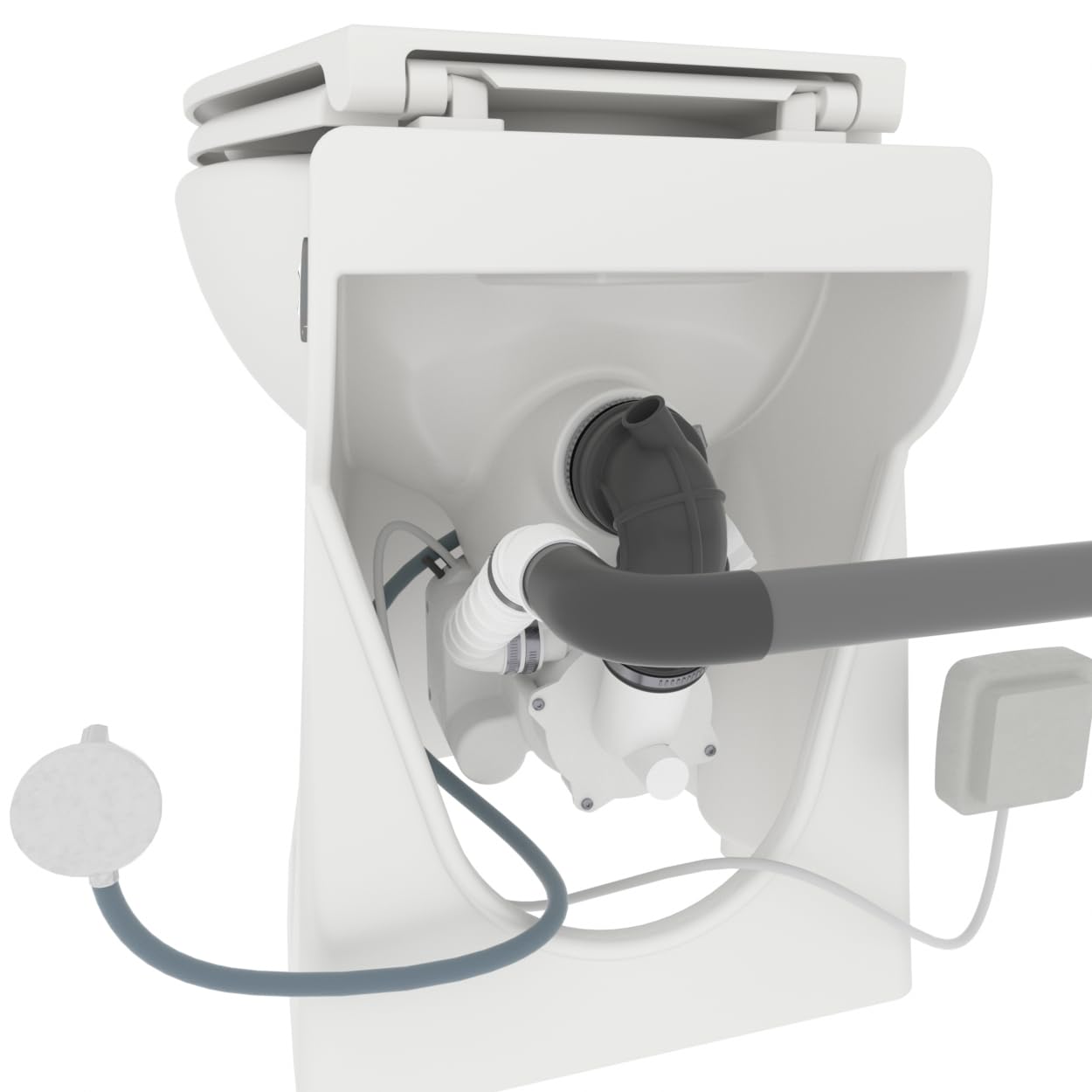 Compact - WC Broyeur avec Double Chasse, Abattant Frein de Chute, Installation Facile, Relevage 3m Vertical, 30m Horizontal, 500W, Fabrication Française, Garantie 3 Ans