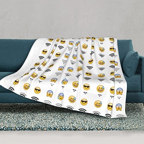 Couverture de canapé émoticones et WiFi double couche douce pour lit - 3