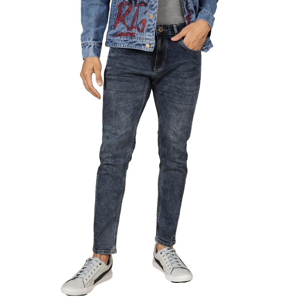 by Shoppers Stop Cotton Elastane Mid Rise Crop Fit Jeans for Men