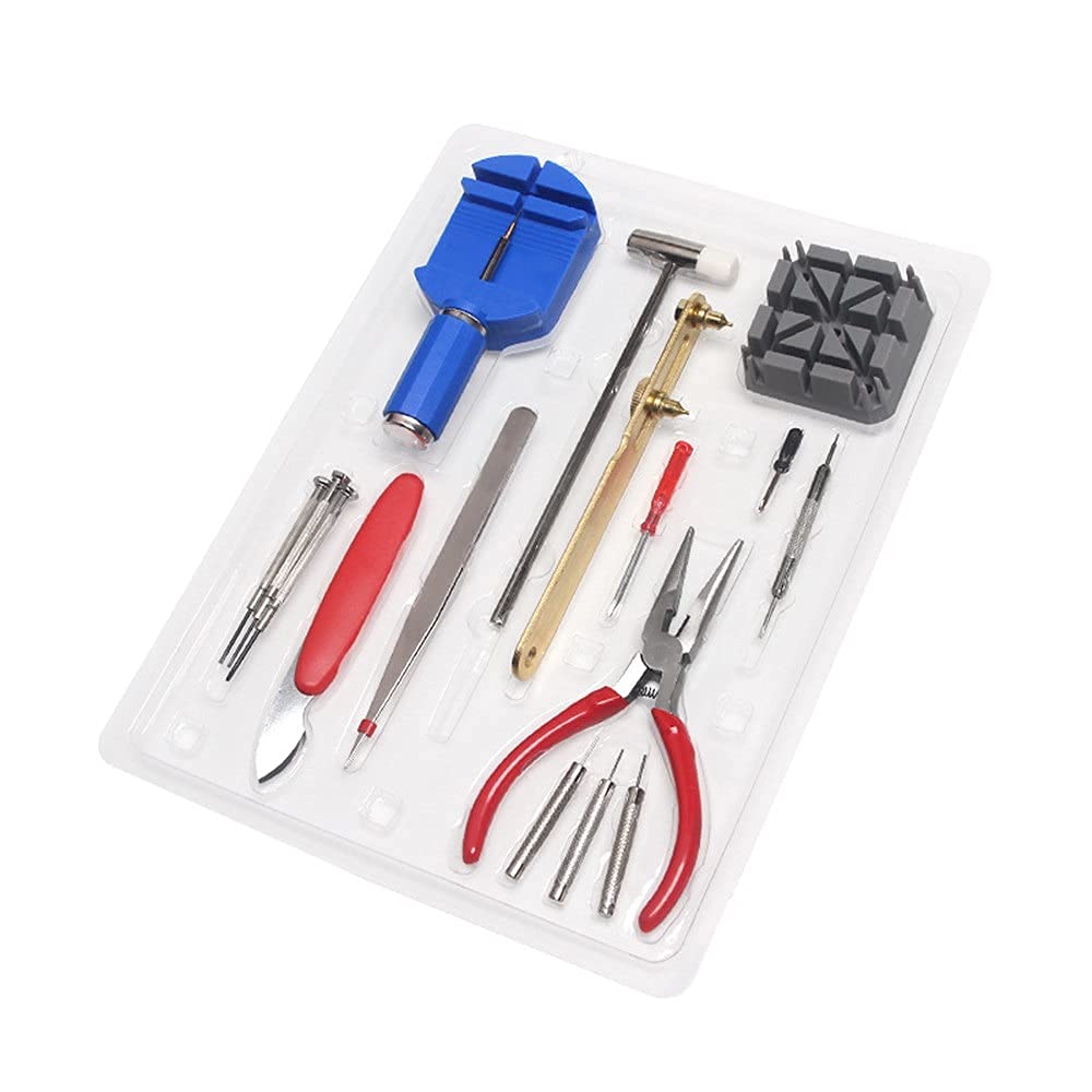 Reparación de relojes Kit de ajuste de removedor de pasadores de pulsera de correa de reloj de 16 piezas, kit de herramientas de almacenamiento de mantenimiento de barra de resorte Kit de herramient