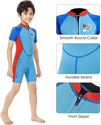 Wetsuit For Kids Girls Boys Neoprene Shorty Wet Suit Thermal Swimsuit 2.5Mm 2Mm, Neoprene Or Spandex Sleeve For Beach (Height 4’6”-4’8” Ft/Weight 66-84 Lb / 2Xl, 2.5Mm Boy Blue (Neoprene Sleeve)) #TOP4