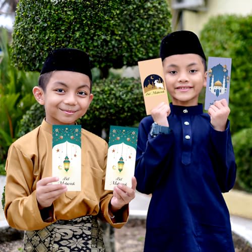 iZoeL 27 STK Eid Umschläge, Eid Mubarak Umschläge, Geldumschläge, Eid-Geldumschläge für Erwachsene und Kinder für Bargeldgeschenke, Eid Mubarak Umschlag, Geldbörse, Geschenke für Familie, Freunde