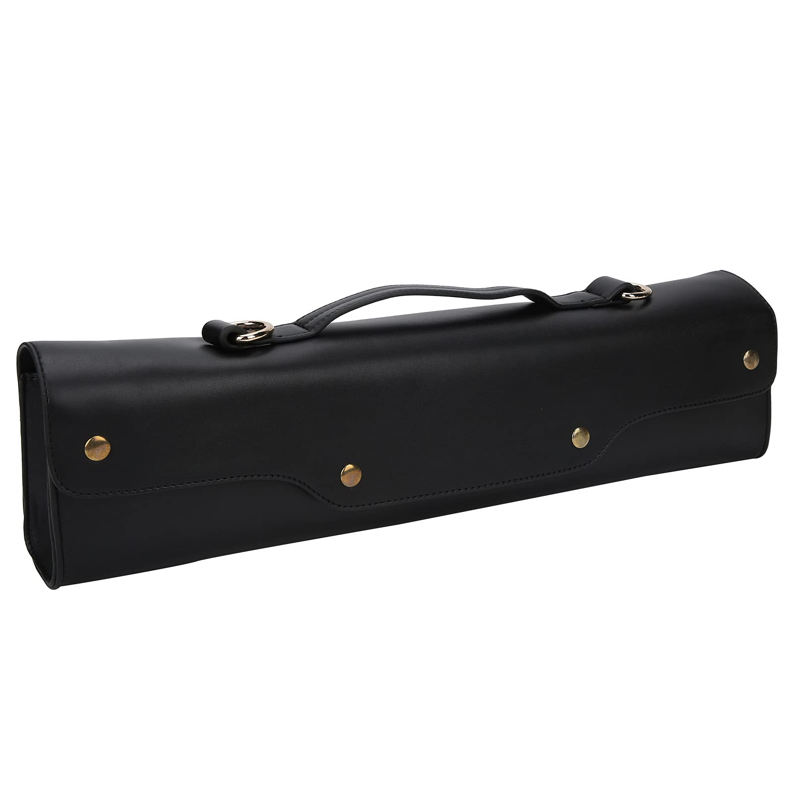 Acouto Premium Synthetic Leather Flute Carrying Bag with Shoulder Strap | Portable Flute Storage Case (Black)