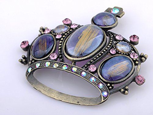 Image of Alilang Amethyst Purple Multi-Colored Crystal Rhinestone Royal Princess Queen Crown Brooch Pin