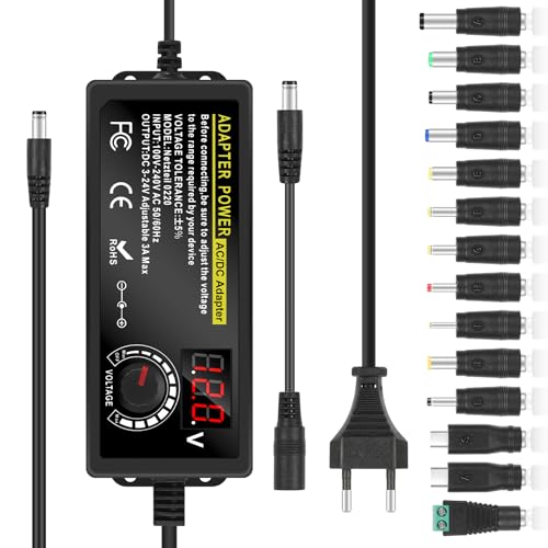 SternSinn Universal Netzteil 3-24V 3A, Netzteil Einstellbar AC/DC Schaltnetzteil mit 14 Adaptertips und USB-Port, 72W Universal Ladegerät für Laptop, Router, LED Strip, CCTV Kamera, Hobby Elektronik SternSinn Universal Netzteil 3-24V 3A, Netzteil Einstellbar AC/DC Schaltnetzteil mit 14 Adaptertips und USB-Port, 72W Universal Ladegerät für Laptop, Router, LED Strip, CCTV Kamera, Hobby Elektronik