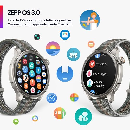 Amazfit Balance 46mm Montre Intelligente, Paiement sans Contact NFC, Fitness AI, Autonomie de 14 Jours, Surveillance du Sommeil et de la Santé, GPS, 150 Modes Sportifs, pour Android et iPhone