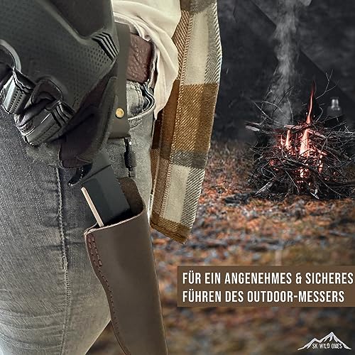 SK Wild Ones® Universell Echt Messerscheide Aus Leder - Lederscheide Für Messer - messerhülle Leder - Messerscheide Ohne Messer - Leder Messer mit Befestigung Kydexscheide Holster Gürtelclip Tek Lok