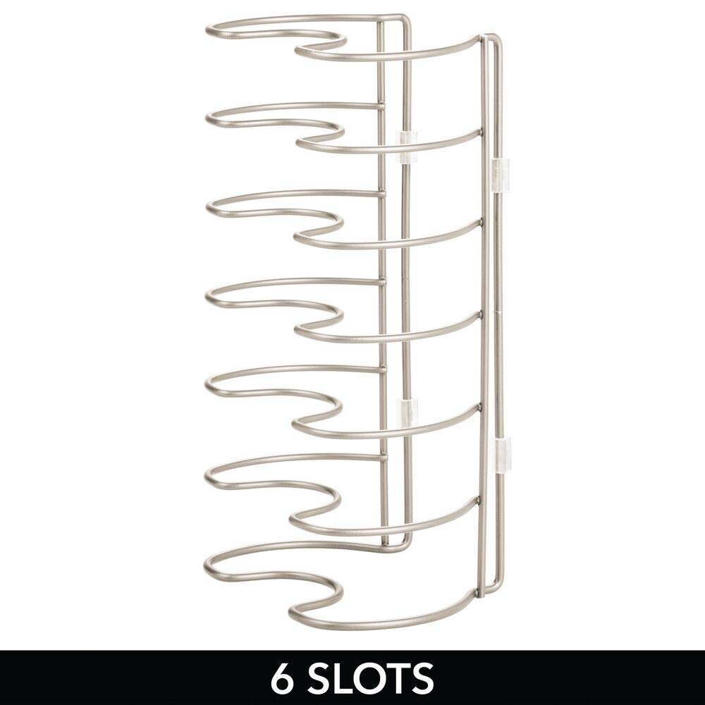 mDesign égouttoir en métal pour casseroles, poêles et couvercles (lot de 2) – range couvercle compact pour placard de cuisine – rangement peu encombrant pour ustensiles de cuisine – argenté mat