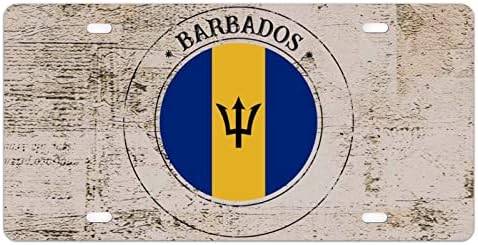 Placa de matrícula vintage de Barbados con bandera de Barbados, placas decorativas de metal para autos, bandera nacional de Barbados, recuerdo de