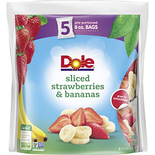 DOLE Frozen Sliced Strawberries & Bananas, 40 Ounce Bag with 5 Pre-Portioned Packets