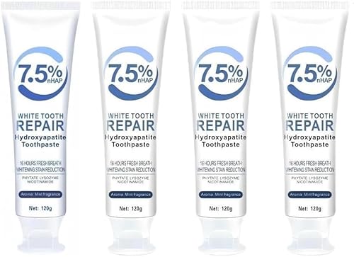 7.5% Hydroxyapatite Toothpastes for Enamel Protection & Tooth Strengthening, 7.5% Nano Hydroxyapatite Toothpaste White Tooth Repair, Fluoride-Free with Gentle Mint, Fresh Breath (4)