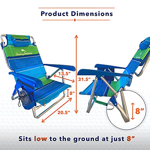 Tommy Bahama Set of 2 Low to The Ground Beach Chairs with Storage Pouch