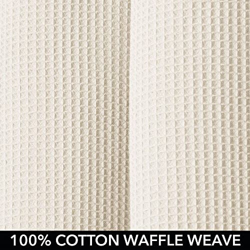 mDesign Cotton Waffle Weave Fabric Long Shower Curtain - for Bathroom Showers and Bathtubs - Hotel Quality - Machine Washable - Farmhouse Style - 72x84 Inch Cream/Beige