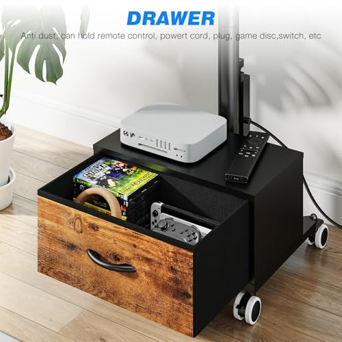 Image of Rfiver Rolling TV Stand with Power Outlet and Drawer for 32-60 in TVs