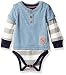 Burt's Bees Baby Boys' Organic Henley 2-Fer Bodysuit, Twilight Heather, 18 Months