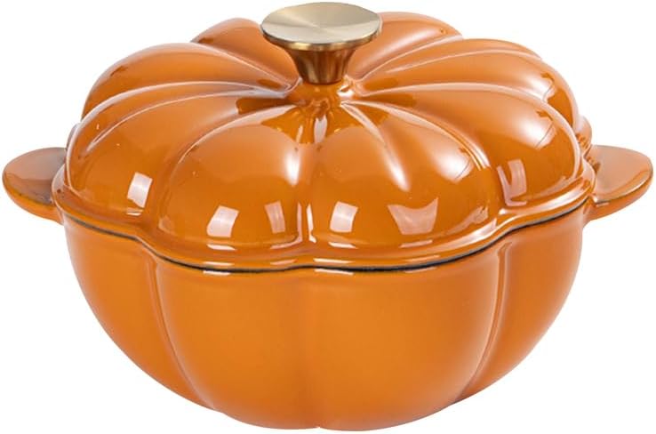 Pumpkin-Shaped Enameled Cast Iron Pot - Creative Multifunctional Dutch Oven for Stewing, Soup, Braising & Cooking, Induction Compatible, Unique Gift Idea for Home Chefs 18cm