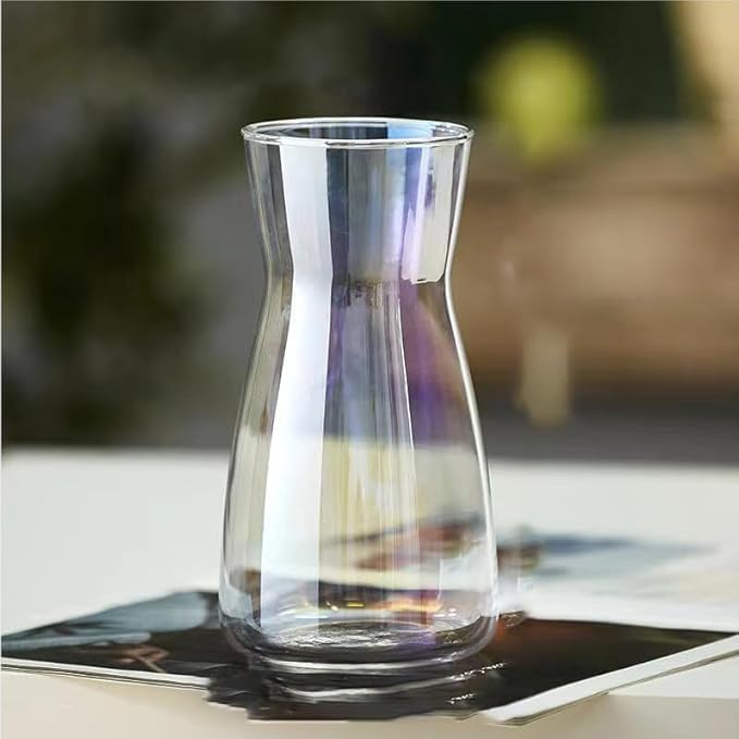 Hroevc Jarrón de Cristal Transparente de 8 Pulgadas para centros de Mesa, jarrones para Ramo de Flores para decoración de Bodas y hogar (láser)