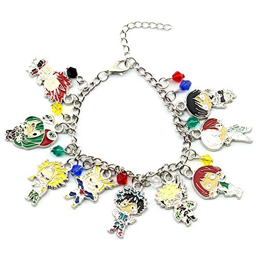 Elibeauty My Hero Academia Bracelet, Izuku Midoriya Todoroki Shoto Katsuki Bakugou Multi-Charm Wristband Best Gift for Kids Teens Adults and Anime-Fans