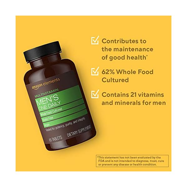 Amazon-Elements-Mens-One-Daily-Multivitamin-62-Whole-Food-Cultured-Vegan-65-Tablets-2-month-supply-Packaging-may-vary Amazon Elements Men’s One Daily Multivitamin, 62% Whole Food Cultured, Vegan, 65 Tablets, 2 month supply (Packaging may vary)