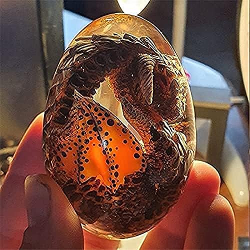 Lava Dragon Eggs,Crystal Transparent Dragon Egg Resin,Handmade Sculpture Fire Pocket Dragon Souvenir